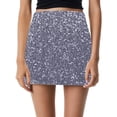 thumbnail image 1 of RUTAYY Women Sequin Skirt High Waisted Glitter Sparkly Bodycon Mini Skirt Solid Color Smocked Boho Pleated Skirts, 1 of 4