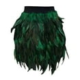 thumbnail image 1 of RUTAYY Women Sexy Elastic Waist Feather Party Skirt Black Solid Color Smocked Boho Pleated Skirts, 1 of 3