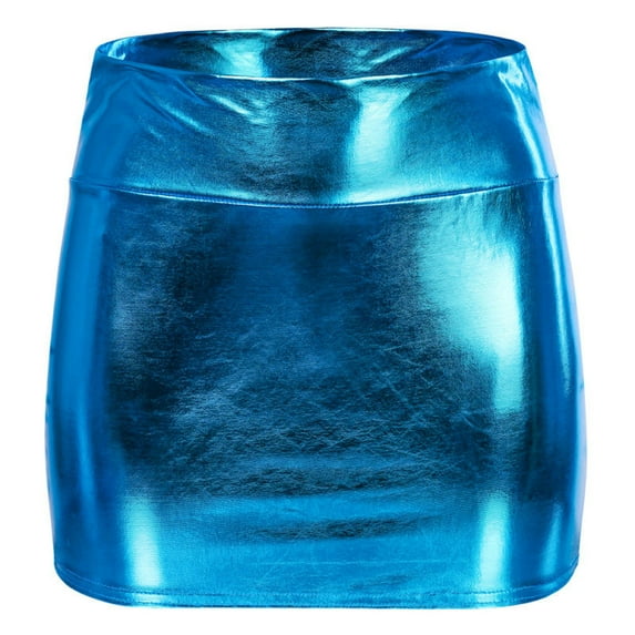 RUTAYY Women Sexy Fashion Versatile Performance Dress PU Skirt Solid Color Short Skirt Flowy Swing Pleated Beach Skirts