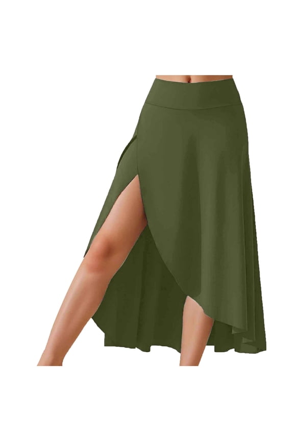 Women Skirts Fashion Solid Color Casual Elegant Ruffled High Waist Long Sport Dress Flowy Swing Skirts
