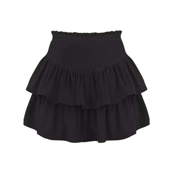 RUTAYY Women Skirts Irregular Pleated Flared Skort With Built In Solid Color Casual Travel Skirts