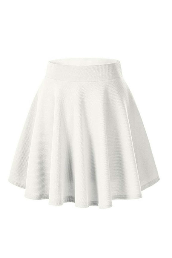 Women Solid Color Basic Versatile Stretchy Flared Casual Pleats Mini Skirt Flowy Swing Pleated Beach Skirts