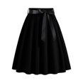 thumbnail image 1 of RUTAYY Women Solid Color Fashionable Waistband Cute And Sweet Large Swing A-Line Ribbon Casual Party Skirt Flowy Swing Pleated Beach Skirts, 1 of 3