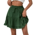 thumbnail image 1 of RUTAYY Women Solid Color Lace Up Skirt High Waist Skirt Pleated Ruffle Fold Skirt Flowy Swing Skirts, 1 of 8