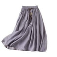 thumbnail image 1 of RUTAYY Women Summer Elastic Waist Double Layer Midi Skirt With Belted Pleats Solid Color Flowy Swing Skirts, 1 of 6