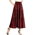 thumbnail image 1 of RUTAYY Women Summer Layered Skirt With Ruffle Trim High Waist Elastic Lace Skirt Ruffle Solid Color Flowy Swing Pleated Beach Skirts, 1 of 5
