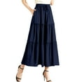 thumbnail image 1 of RUTAYY Women Summer Layered Skirt With Ruffle Trim High Waist Elastic Lace Skirt Ruffle Solid Color Flowy Swing Skirts, 1 of 5