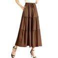 thumbnail image 1 of RUTAYY Women Summer Layered Skirt With Ruffle Trim High Waist Elastic Lace Skirt Ruffle Solid Color Flowy Swing Skirts, 1 of 5