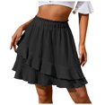 thumbnail image 1 of RUTAYY Women Summer Ruffled Skirt High Waisted Irregular Solid Color Skirt Flowy Swing Pleated Beach Skirts, 1 of 5