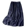 thumbnail image 1 of RUTAYY Women Summer Vintage Linen Solid Color Midi Skirt With Elastic Waist And Stylish Flowy Swing Skirts, 1 of 3