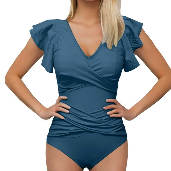 RUTAYY Women Swimsuit Ruffle Bathing Suit High Waist Monokini Swimwear Boho Beachwear
