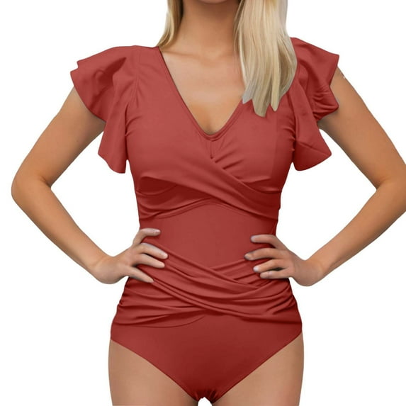 RUTAYY Women Swimsuit Ruffle Bathing Suit High Waist Monokini Swimwear Summer Beachwear
