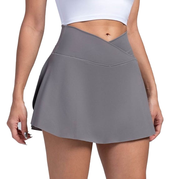 RUTAYY Women Tennis Skirt With Pockets Shorts High Waisted Athletic Skorts Skirts For Running Workout Solid Color Flowy Swing Skirts