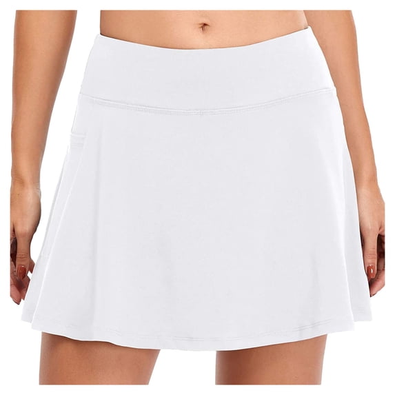 RUTAYY Women Tennis Skirts Inner Shorts Elastic Sports Golf Skorts With Pockets Solid Color Casual Travel Skirts
