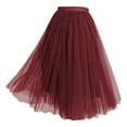 thumbnail image 1 of RUTAYY Women Tulle Skirt Mid-Length Elastic High Waist Pleated A-Line Pommel Skirt Solid Color Smocked Boho Pleated Skirts, 1 of 2
