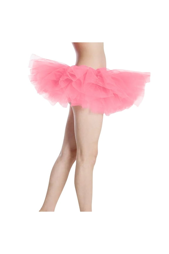 Women Tutu Skirt Adult Dance Fluffy Dkirt 5 Pieces Mash Soild Mesh Skirt Solid Color Casual Travel Skirts