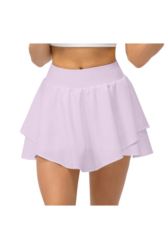 Women Yoga Sports Skirt Loose And Breathable Running Skirt Pants Light Two Piece Fitness Short Skirt Half Skirt Solid Color Flowy Swing Skirts