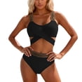 thumbnail image 1 of RUTAYY Women's Bikini Sets 2 Piece Swimwear Crisscross Tankini Tops with High Waisted Bottoms Beach Pool Swimsuit, 1 of 7