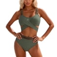 thumbnail image 1 of RUTAYY Women's Bikini Sets 2 Piece Swimwear Crisscross Tankini Tops with High Waisted Bottoms Fashion Beach Swimsuit, 1 of 7