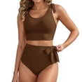 thumbnail image 1 of RUTAYY Women's Bikini Sets Solid Color High Waist Swimwear Tankini Tops with Bottom Sports Swimming Beach Vacation Swimsuit, 1 of 5