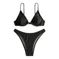 thumbnail image 1 of RUTAYY Women's Bikini Sets Solid Color Swimwear High Waist Tankini with Bottom Summer Swim Suit 2 Piece Beach Sport Swimsuit, 1 of 3
