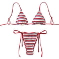 thumbnail image 1 of RUTAYY Women's Bikini Sets Striped Tankini Swimwear 2 Piece with Low Waist Tie Side Adjustable Straits Classic Seaside Swimsuit, 1 of 7