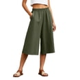 thumbnail image 1 of RUTAYY Women's Capri Pants Casual Solid Color Wide Leg Summer Loose Fit Comfortable Elastic Waist Everyday Wear Trendy Travel Trousers, 1 of 4