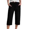 thumbnail image 1 of RUTAYY Women's Capri Pants Solid Color Straight Leg Casual High Waist Sports Loose Fit Daily Wear Classic Stylish Trousers, 1 of 5