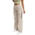 thumbnail image 1 of RUTAYY Women's Cargo Pants High Waist Casual Loose Fit with Pocket Comfortable Daily Wear Long Streetwear Relaxed Holiday Trousers, 1 of 4