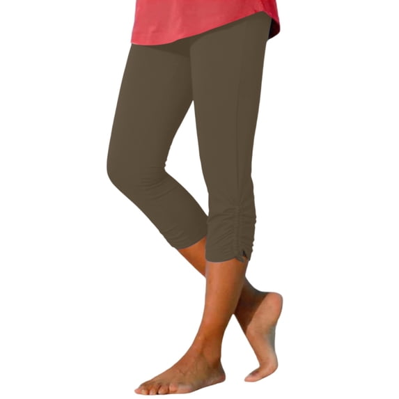 RUTAYY Women's Casual Calf&nbsp;Length Pants Elastic Waist with Drawstring Soft Comfortable Solid Color Playful Vacation Trousers