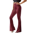 thumbnail image 1 of RUTAYY Women's Casual Flare Long Pants Solid Color High Waisted Comfortable Daily Wear Fashion Travel Trousers, 1 of 4