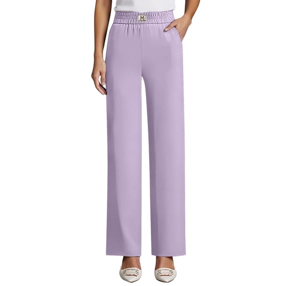 RUTAYY Women's Casual Pants High Waist Comfortable Soft Stretch Wide Leg Flowy Bottoms Everyday Wear Classic Chic Trousers