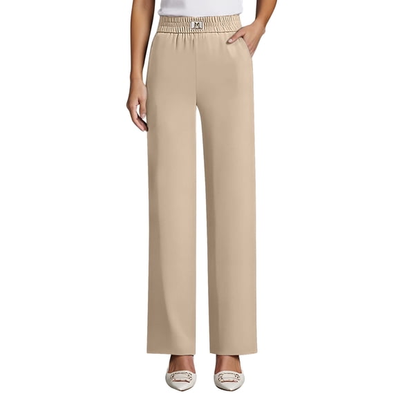 RUTAYY Women's Casual Pants High Waist Comfortable Soft Stretch Wide Leg Flowy Bottoms Everyday Wear Playful Vacation Trousers