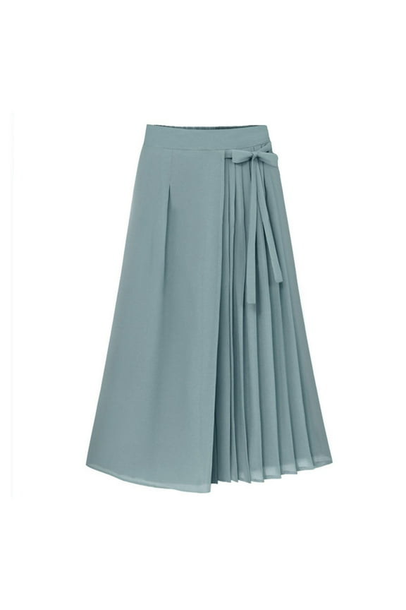 Women's Casual Pants Pleated Elastic Waist Pants Skirt Solid Color Daily Wear Chic Holiday Trousers
