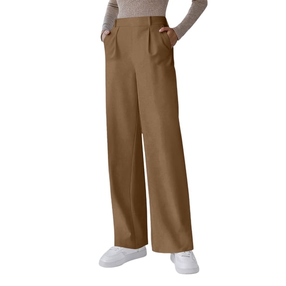 RUTAYY Women's Casual Pants with Pockets Comfortable Loose Fit Straight Leg Everyday Wear Classic Chic Trousers