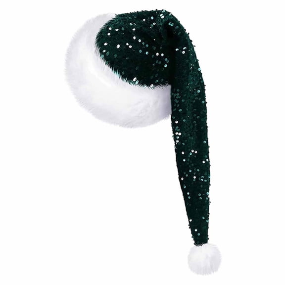 RUTAYY Women's Christmas Sequin Santa Hat Fuzzy Warm Versatile Autumn Winter Holiday Party Hats