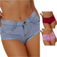 thumbnail image 1 of RUTAYY Women's Denim Shorts Solid Color with Pockets Summer Low Rise Ripped Comfortable Daily Wear Trendy Beach Shorts, 1 of 4