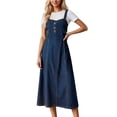 thumbnail image 1 of RUTAYY Women's Dress Casual Long Denim Pinafore Overalls Dress with Adjustable Straits Everyday Wear Fashion Beach Dresses, 1 of 6