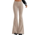 thumbnail image 1 of RUTAYY Women's Flare Pants Elastic High Waist Stretch Knit Slim Fit Versatile Casual Trousers, Khaki, 1 of 5