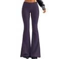 thumbnail image 1 of RUTAYY Women's Flare Pants Elastic High Waist Stretch Knit Slim Fit Versatile Casual Trousers, Purple, 1 of 5