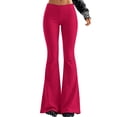 thumbnail image 1 of RUTAYY Women's Flare Pants Elastic High Waist Stretch Knit Slim Fit Versatile Casual Trousers, Red, 1 of 5