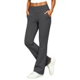 thumbnail image 1 of RUTAYY Women's Flare Pants High Waist Wide Waistband With Pockets Soft Stretch Casual Work Trousers, Dark Gray, 1 of 5
