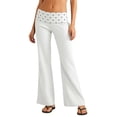 thumbnail image 1 of RUTAYY Women's Flared Pants Casual Solid Color Foldable Waistband Wide Leg Comfortable Stretchy Daily Wear Bottoms Vacation Playful Trousers, 1 of 4