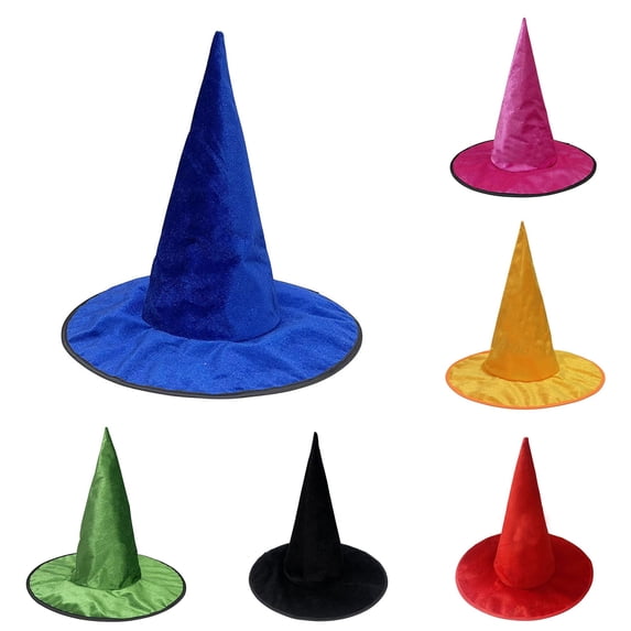 RUTAYY Women's Halloween Witch Hat Solid Color Glitter Party Performance Hats Blue