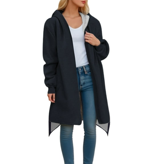 RUTAYY Women's Hooded Jacket Fall Winter Long Sleeve Outerwear Casual Solid Color Daily Wear Coat Classic Elegant Tops