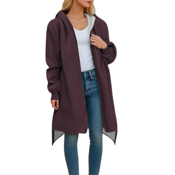 RUTAYY Women's Hooded Jacket Fall Winter Long Sleeve Outerwear Casual Solid Color Daily Wear Coat Trendy Versatile Tops