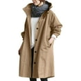 thumbnail image 1 of RUTAYY Women's Hooded Jacket Loose Long Sleeve Solid Color Button with Pocket Comfortable Outwear Windbreaker Wild Winter Coat Classic Elegant Tops, 1 of 6