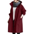 thumbnail image 1 of RUTAYY Women's Hooded Jacket Loose Long Sleeve Solid Color Button with Pocket Comfortable Outwear Windbreaker Wild Winter Coat Holiday Trendy Tops, 1 of 6