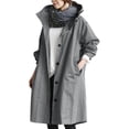 thumbnail image 1 of RUTAYY Women's Hooded Jacket Loose Long Sleeve Solid Color Button with Pocket Comfortable Outwear Windbreaker Wild Winter Coat Holiday Trendy Tops, 1 of 6