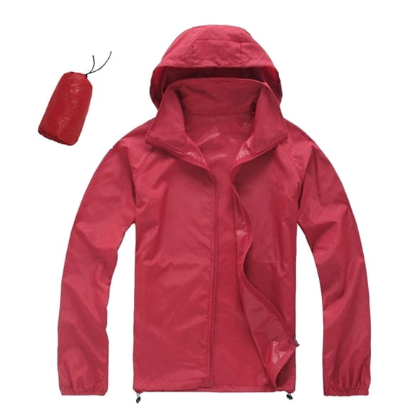 RUTAYY Women's Hooded Jacket Solid Color Long Sleeve Lightweight Windproof Raincoat Outdoor Elegant Vacation Tops